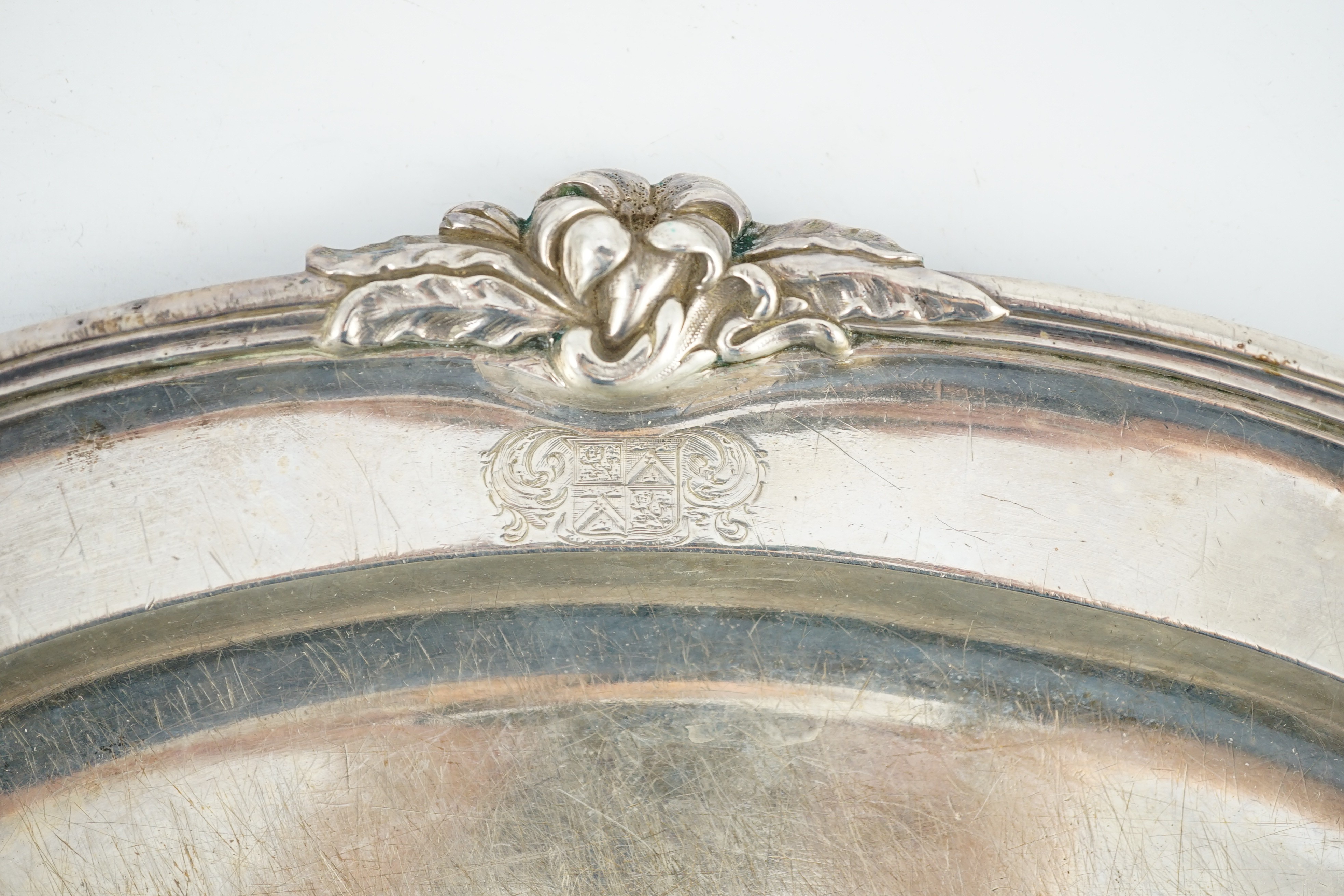 A William IV oval silver meat dish by William Kerr Reid